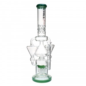 Chill Glass - 18" Triple Flask Chamber Multi Perc Recycler Water Pipe - [JLA-126]